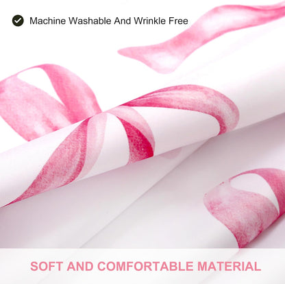 Girls Pink Bow Shower Curtain with Scalloped for Preppy Bathroom Decor,Cute Ruffle Girly Shower Curtains,Coquettecute Chic Aesthetic Shower Curtain Set with Hooks 72x72 Inch