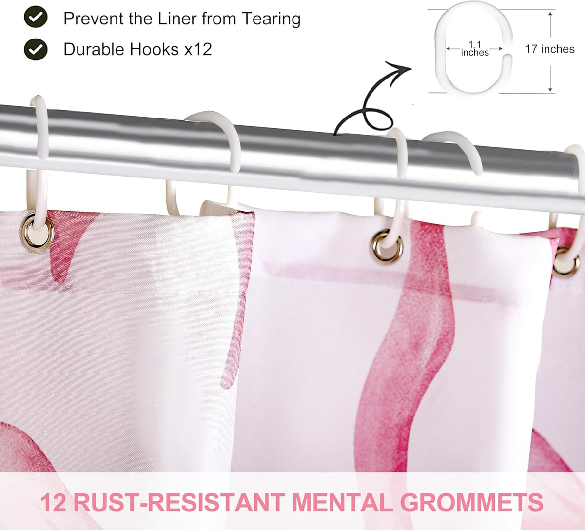 Girls Pink Bow Shower Curtain with Scalloped for Preppy Bathroom Decor,Cute Ruffle Girly Shower Curtains,Coquettecute Chic Aesthetic Shower Curtain Set with Hooks 72x72 Inch