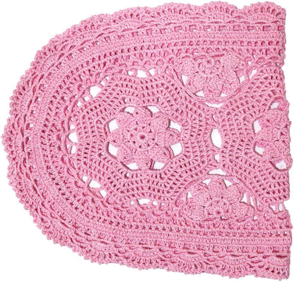 Oval Lace Doilies Width 9" to 11", Length 22" to 23" Handmade Crochet Thanksgiving Table Runner Flower Kitchen Placemats (Pink, 1)