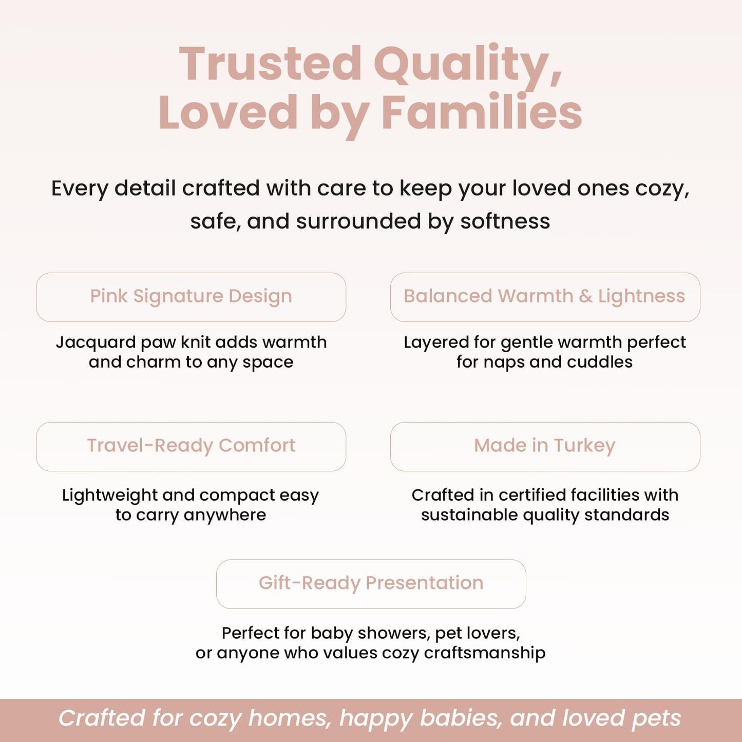 Baby & Pet Blanket 100% Cotton with Sherpa Fleece – Soft Stroller Blanket for Baby, Dog & Cat – Breathable, Hypoallergenic, Washable – 76×96 cm Pink Beige