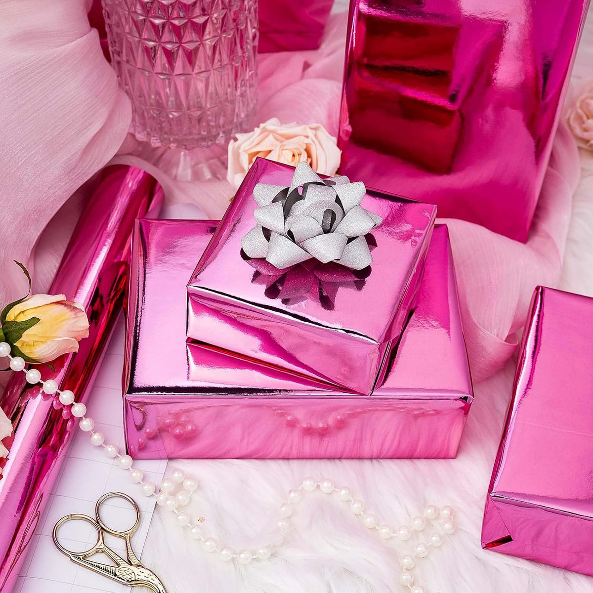 Dark Pink Wrapping Paper Roll - 17 In X 33 Ft(46.5 sq.ft.)
