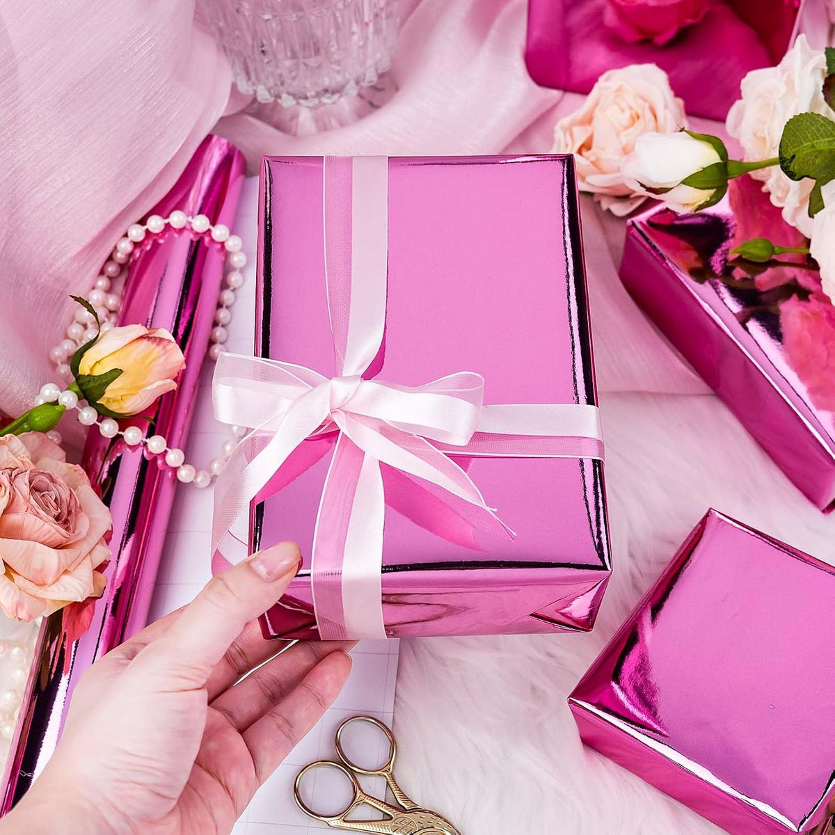 Dark Pink Wrapping Paper Roll - 17 In X 33 Ft(46.5 sq.ft.)