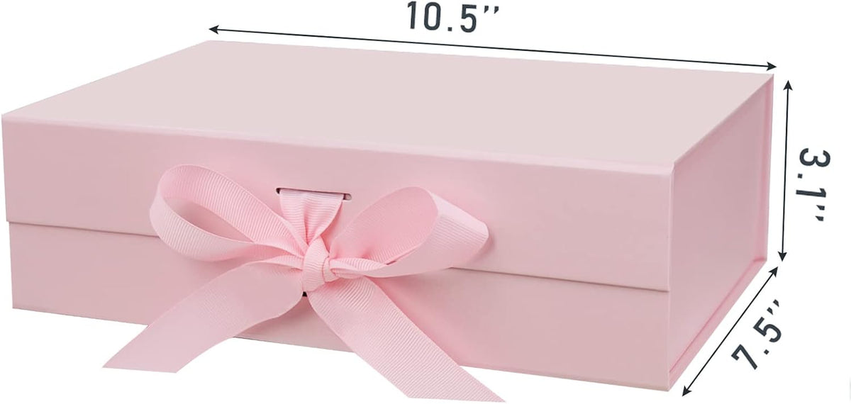 10.5"x7.5"x3.1" Pink Magnetic Gift Box with Lid & Ribbon for Present