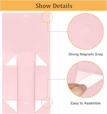 10.5"x7.5"x3.1" Pink Magnetic Gift Box with Lid & Ribbon for Present