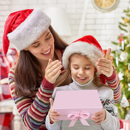 10.5"x7.5"x3.1" Pink Magnetic Gift Box with Lid & Ribbon for Present