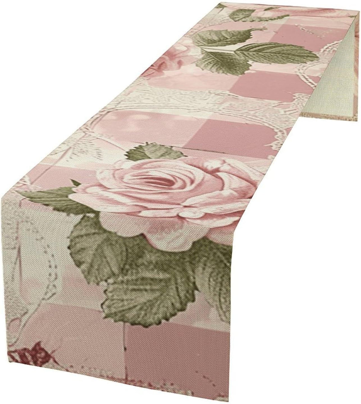 Peach Retro Pattern Table Runner 13x72 Inch Linens Burlap Table Runner with Tassels Boho Farmhouse Table Runner for Kitchen Home Christmas Halloween Party Table Decor Tablecloth