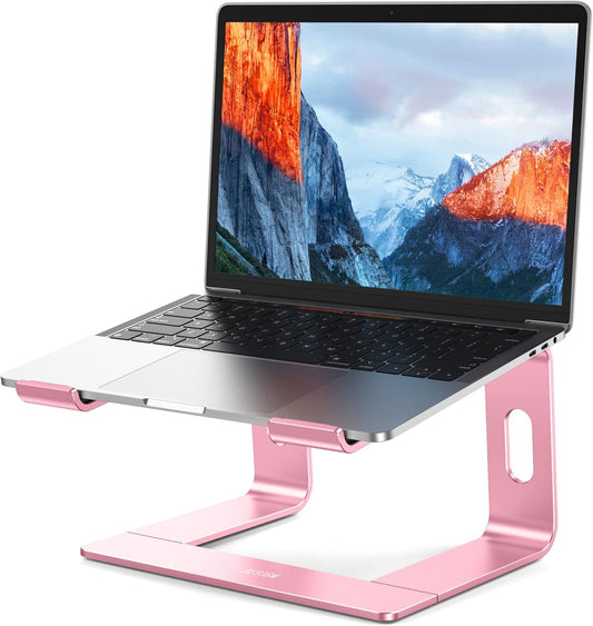 LS03 Aluminum Laptop Stand, Ergonomic Detachable Computer Stand, Notebook Riser, Laptop Mount Compatible with Air, Pro, Dell, HP, Lenovo More 10-15.6" Laptops, Pink