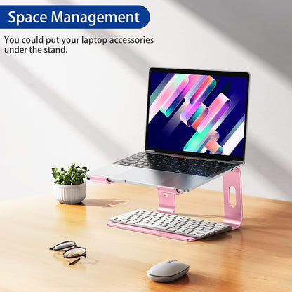 LS03 Aluminum Laptop Stand, Ergonomic Detachable Computer Stand, Notebook Riser, Laptop Mount Compatible with Air, Pro, Dell, HP, Lenovo More 10-15.6" Laptops, Pink