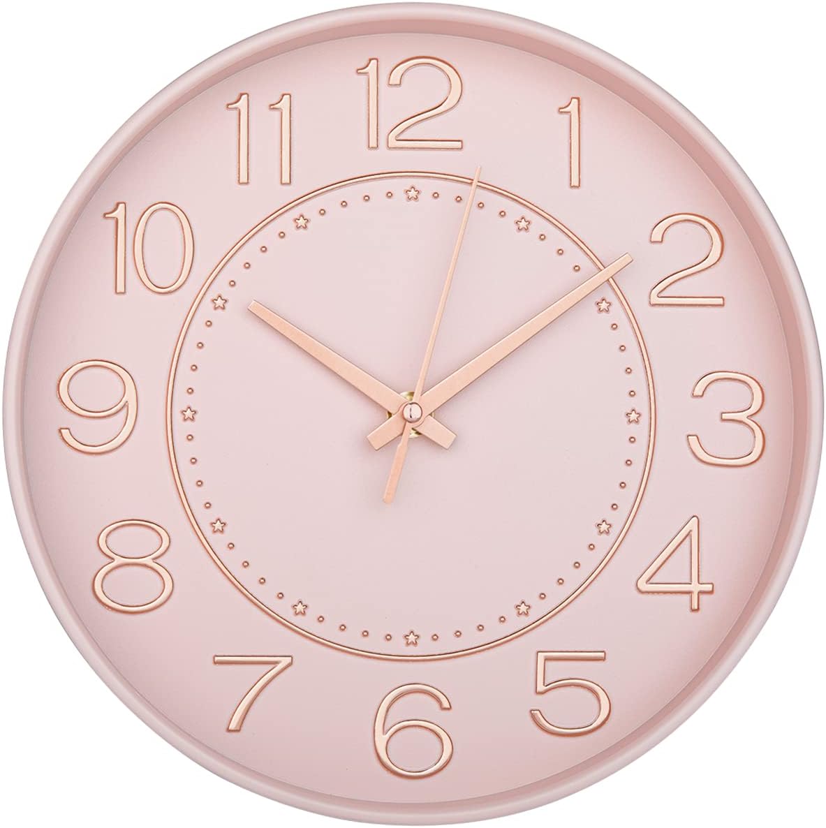 10 inch Small Wall Clocks Battery Operated,Silent No Ticking Clock for Wall,Modern Quartz Wall Clock for Living Room Bedroom Kitchen Office School Classroom Decor (Pink& Rosegold)