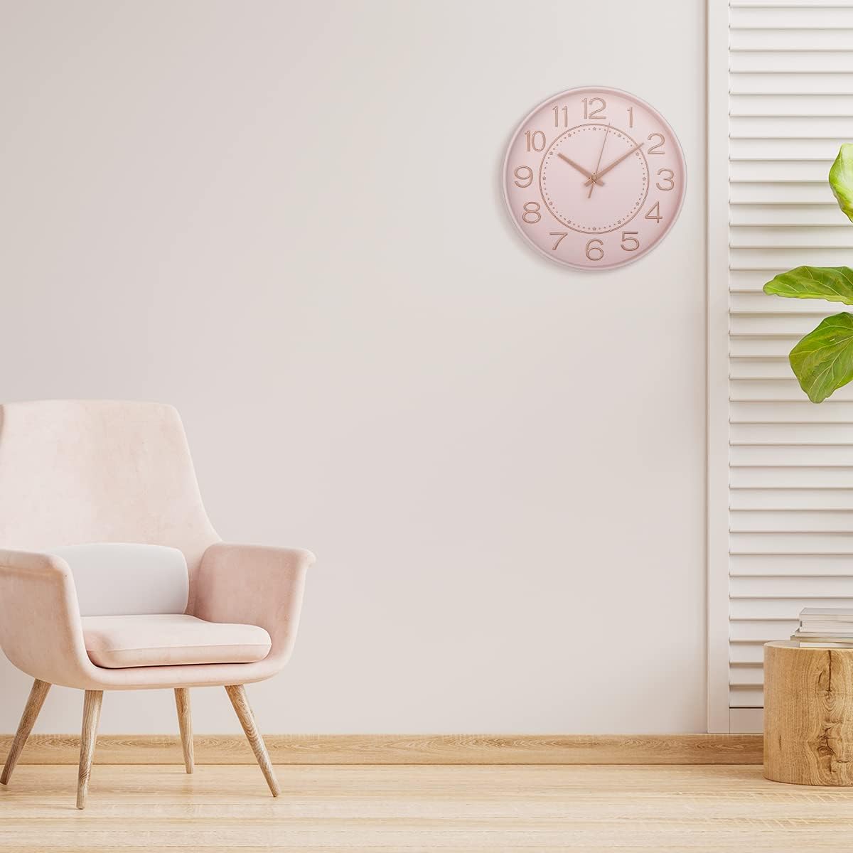 10 inch Small Wall Clocks Battery Operated,Silent No Ticking Clock for Wall,Modern Quartz Wall Clock for Living Room Bedroom Kitchen Office School Classroom Decor (Pink& Rosegold)