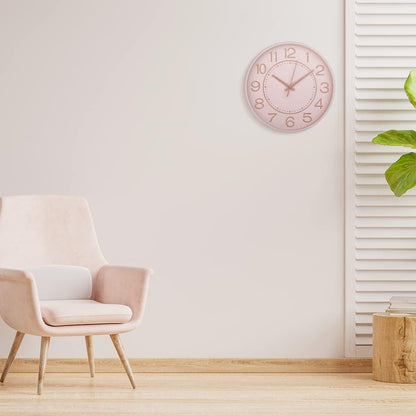 10 inch Small Wall Clocks Battery Operated,Silent No Ticking Clock for Wall,Modern Quartz Wall Clock for Living Room Bedroom Kitchen Office School Classroom Decor (Pink& Rosegold)