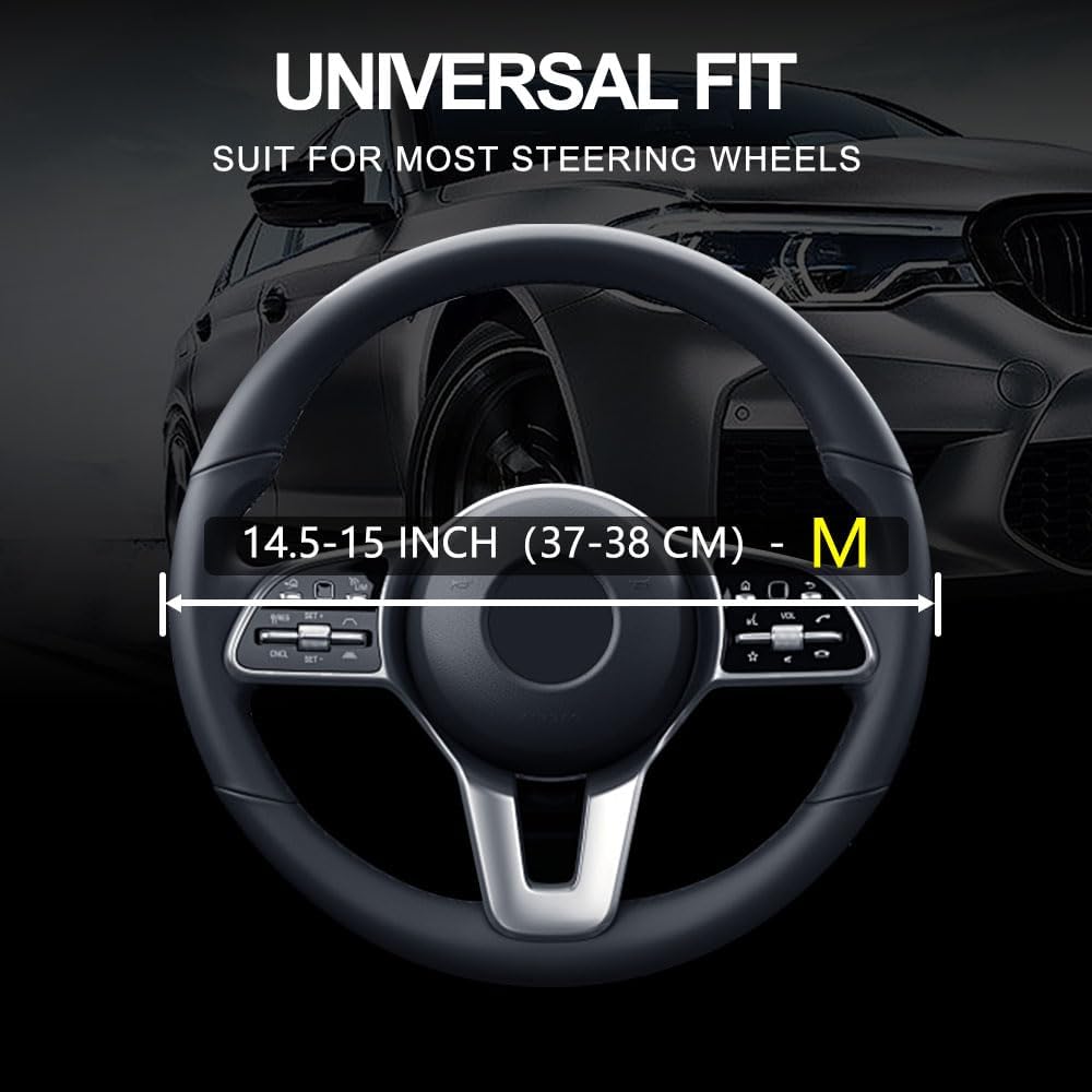 Leather Car Steering Wheel Cover, Universal Fit for Most Cars, Pink