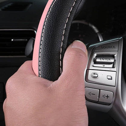 Leather Car Steering Wheel Cover, Universal Fit for Most Cars, Pink
