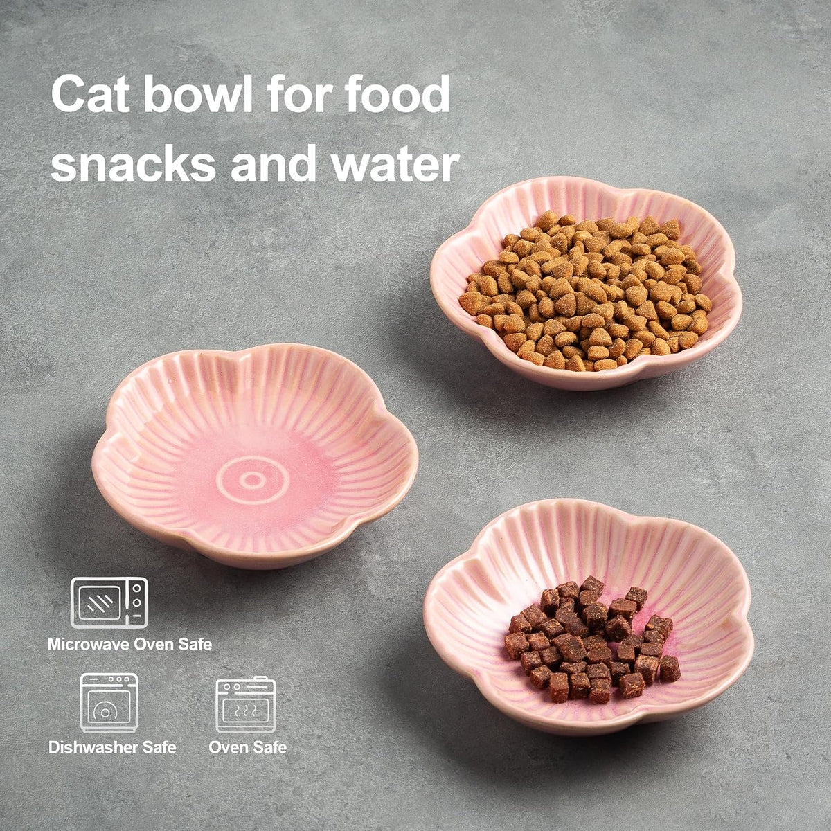 Ceramic Cat Food Bowls, Whisker Friendly Shallow Plates Set of 3