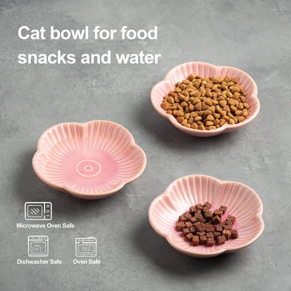 Ceramic Cat Food Bowls, Whisker Friendly Shallow Plates Set of 3