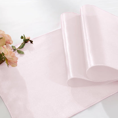 2 Pack Light Pink Silky Satin Table Runner 12" x 108"