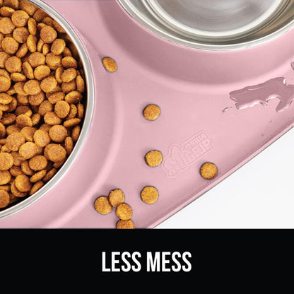 Dog Bowl Set with Feeding Mat, 304 Stainless Steel, 2 Cup Pink