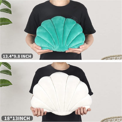 Seashell Pillow Sea Shaped Decorative Princess Throw Pillow 3D Velvet Soft Ocean Cute Throw Pillows for Bed Couch Chair Sofa Room 13.4 X 9.8 inch
