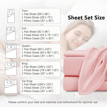 Twin Size 4 Piece Sheet Set - Hotel Luxury Bedding for Twin Size Bed - Soft and Breathable Bed Sheets Set - Deep Pocket Sheets,Wrinkle & Fade Resistant(Twin, Baby Pink)