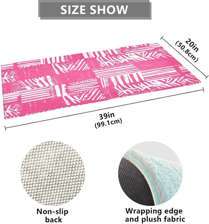 Bath Mat, Soft Absorbent Non Slip Bath Rug, Abstract Pink Stripe Bath Mats for Bathroom, Living Room Bedroom Home Mat Floor, Dry Quickly, Machine Washable 20 x 39 Inch