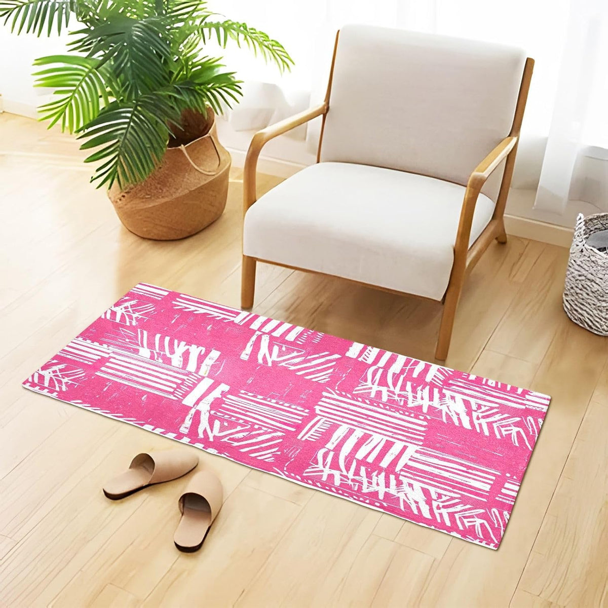 Bath Mat, Soft Absorbent Non Slip Bath Rug, Abstract Pink Stripe Bath Mats for Bathroom, Living Room Bedroom Home Mat Floor, Dry Quickly, Machine Washable 20 x 39 Inch