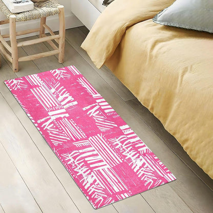 Bath Mat, Soft Absorbent Non Slip Bath Rug, Abstract Pink Stripe Bath Mats for Bathroom, Living Room Bedroom Home Mat Floor, Dry Quickly, Machine Washable 20 x 39 Inch