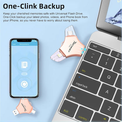 USB 3.0 Flash Drive for iPhone 256GB: MFi Certified 3in1 External Memory Photo Keeper Storage Stick for Picture/Video/Data Saver/Backup High Speed Thumb/Jump/Hard Drive USB Port Cards -Pink
