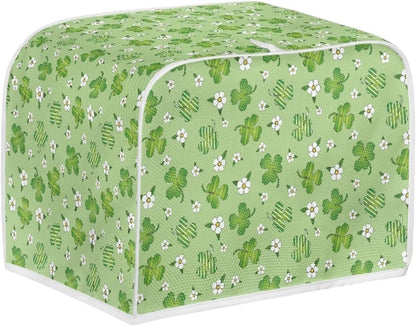 Green Shamrock Flower Print Toaster Cover 2 Slice Wide Slot, Lightweight Toaster Cover Dust Protection Washable Appliance Bag Bread Maker Cover St. Patrick's Day Decoration, Pink