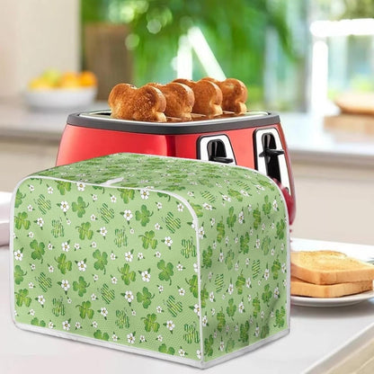 Green Shamrock Flower Print Toaster Cover 2 Slice Wide Slot, Lightweight Toaster Cover Dust Protection Washable Appliance Bag Bread Maker Cover St. Patrick's Day Decoration, Pink