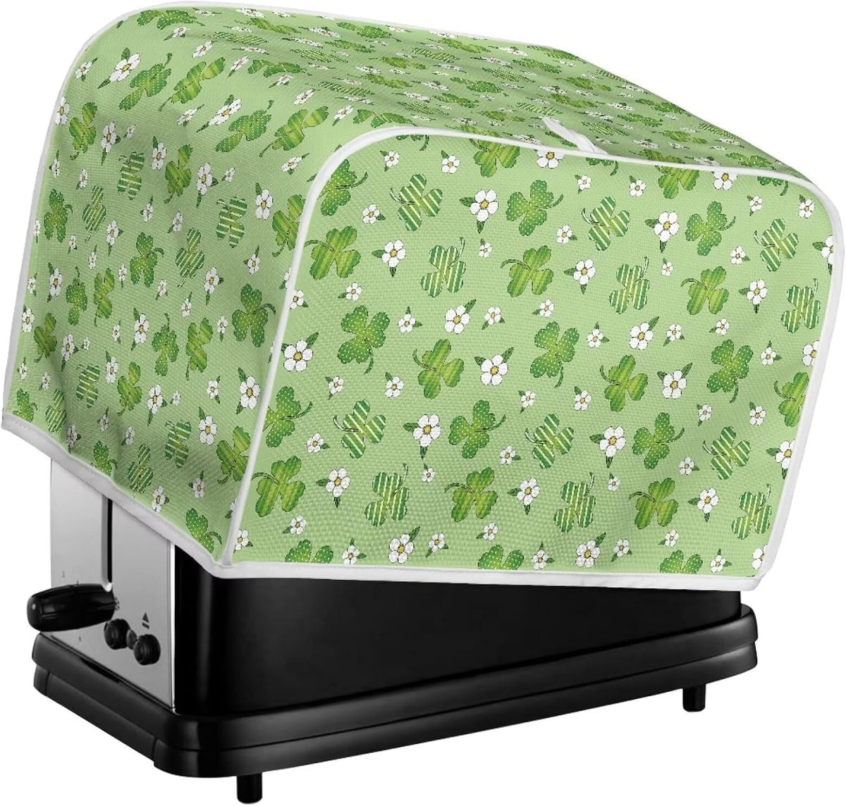 Green Shamrock Flower Print Toaster Cover 2 Slice Wide Slot, Lightweight Toaster Cover Dust Protection Washable Appliance Bag Bread Maker Cover St. Patrick's Day Decoration, Pink