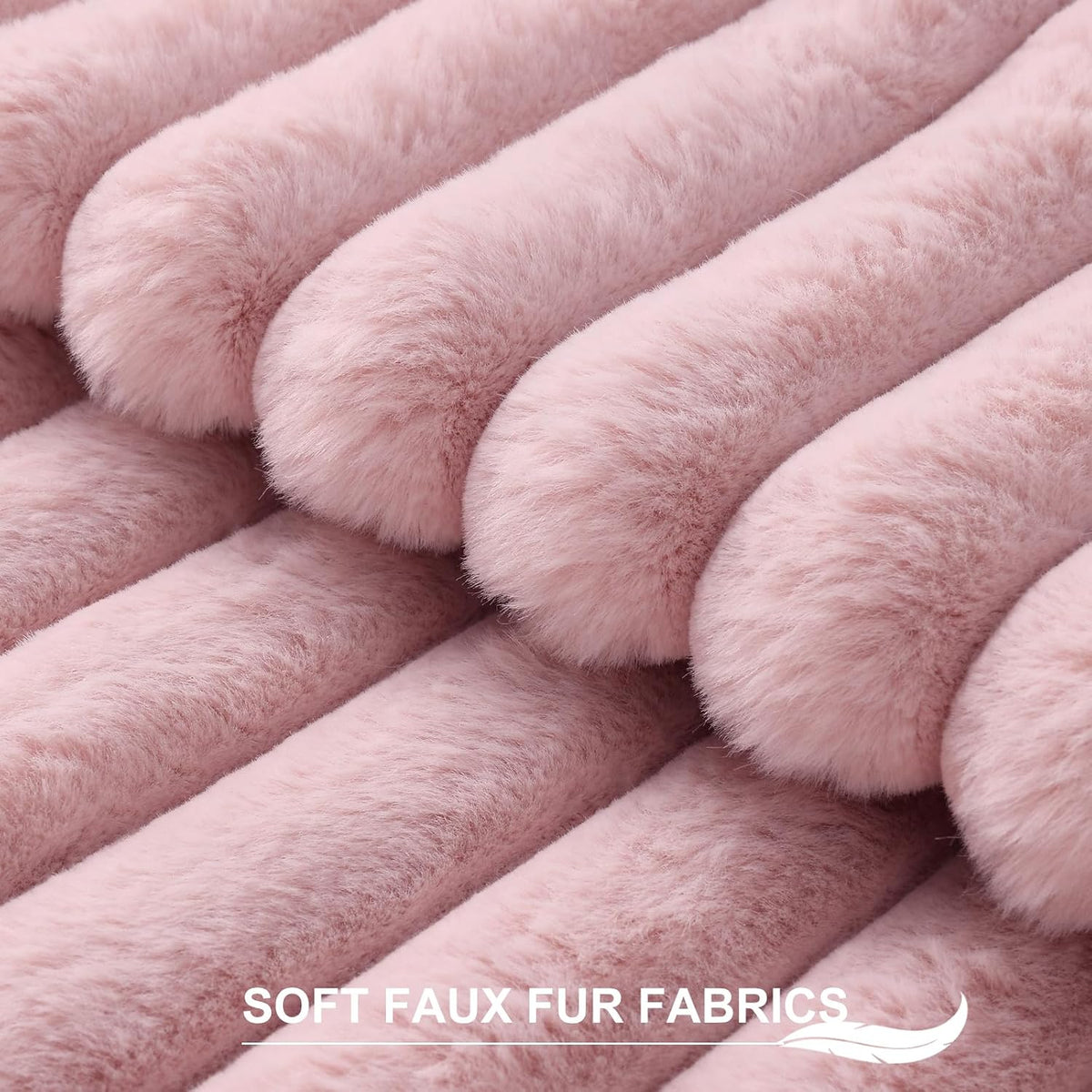 Faux Fur Decorative Throw Pillow Covers 18x18 Set of 2, Blush Pink