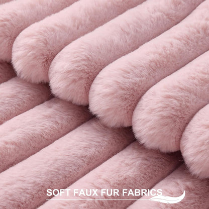 Faux Fur Decorative Throw Pillow Covers 18x18 Set of 2, Blush Pink