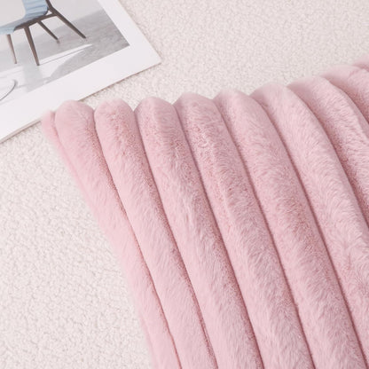 Faux Fur Decorative Throw Pillow Covers 18x18 Set of 2, Blush Pink