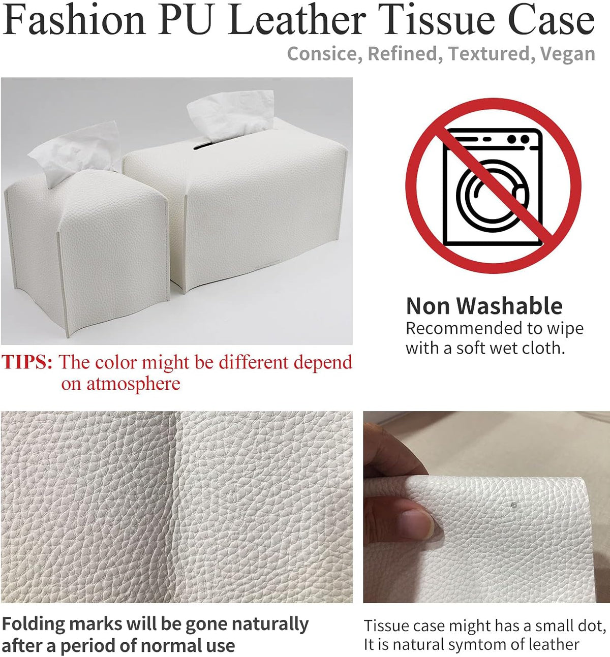 Tissue Box Cover Holder, Square Modern Decoration PU Leather Facial Tissues Case Roll Paper Dispenser for Bathroom Vanity Countertop, Night Stands, Office Desk Car 5X5X5'' | Pink