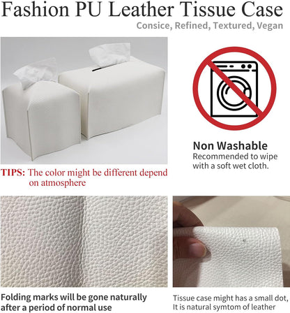 Tissue Box Cover Holder, Square Modern Decoration PU Leather Facial Tissues Case Roll Paper Dispenser for Bathroom Vanity Countertop, Night Stands, Office Desk Car 5X5X5'' | Pink