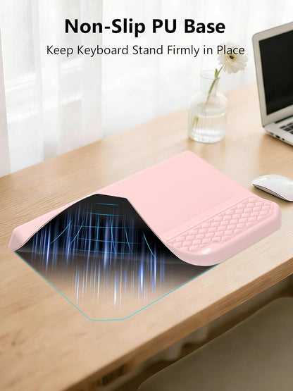 2-in-1 Ergonomic Keyboard Stand with Wrist Rest, Pink