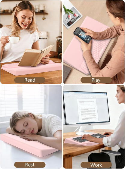 2-in-1 Ergonomic Keyboard Stand with Wrist Rest, Pink