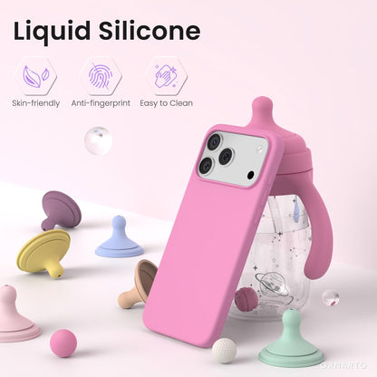 for iPhone 17 Pro Max Case, Liquid Silicone, Peach Pink