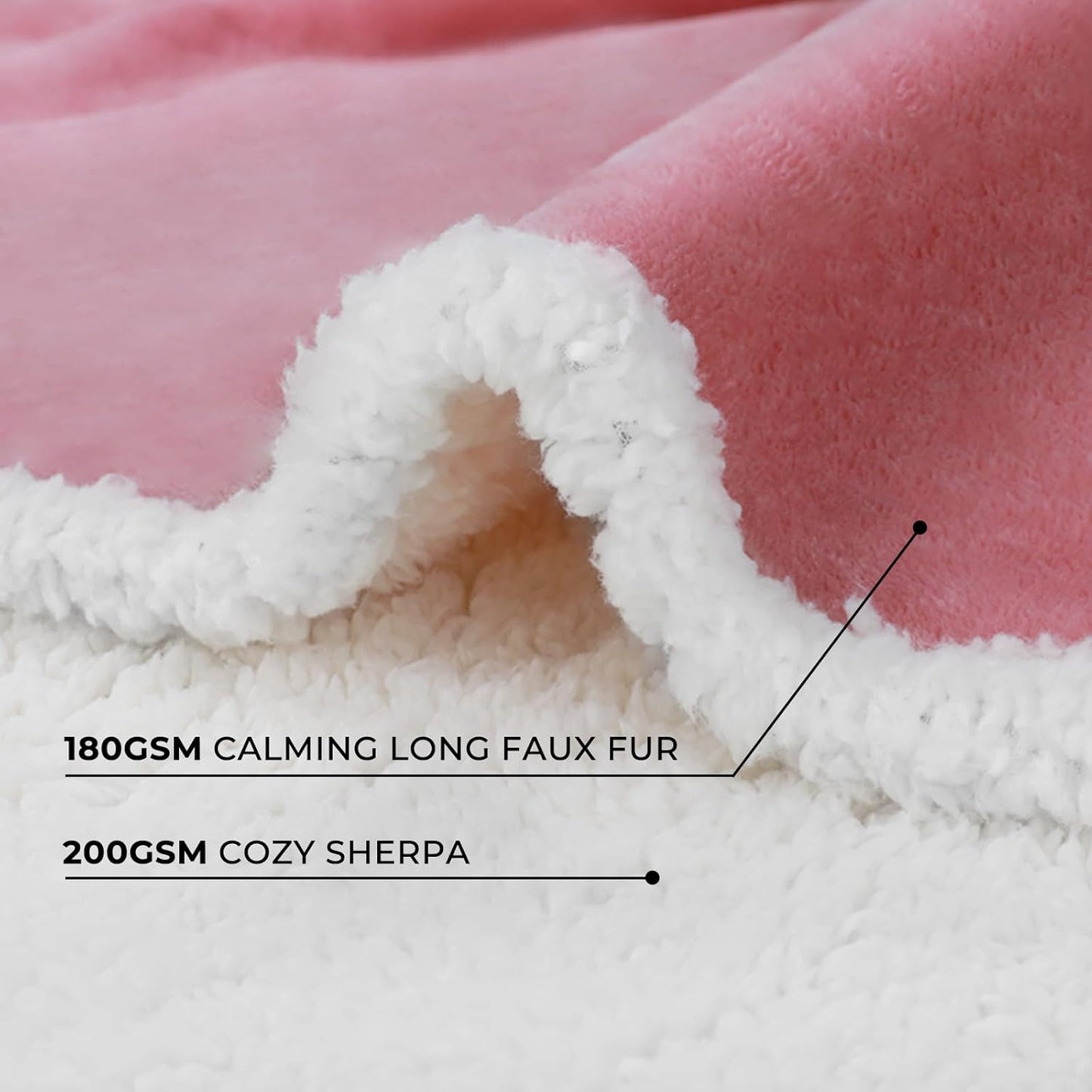 Waterproof Bed Blanket Washable,Soft Sherpa Fleece Puppy Reversible Throw Blankets for Medium Large Dog Cat,Furniture Cover Protector Couch from Liquid Pee and Pet Fur,Pink White,85" x 57"