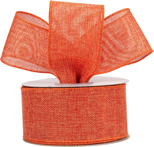 Honey Peach Burlap Ribbon, 2-1/2 Inch x 20 Yard, Wired Edge Ribbon for Crafts, Wreath, Bow Making, Gift Wrapping, Christmas Tree Decoration and Home Decoration