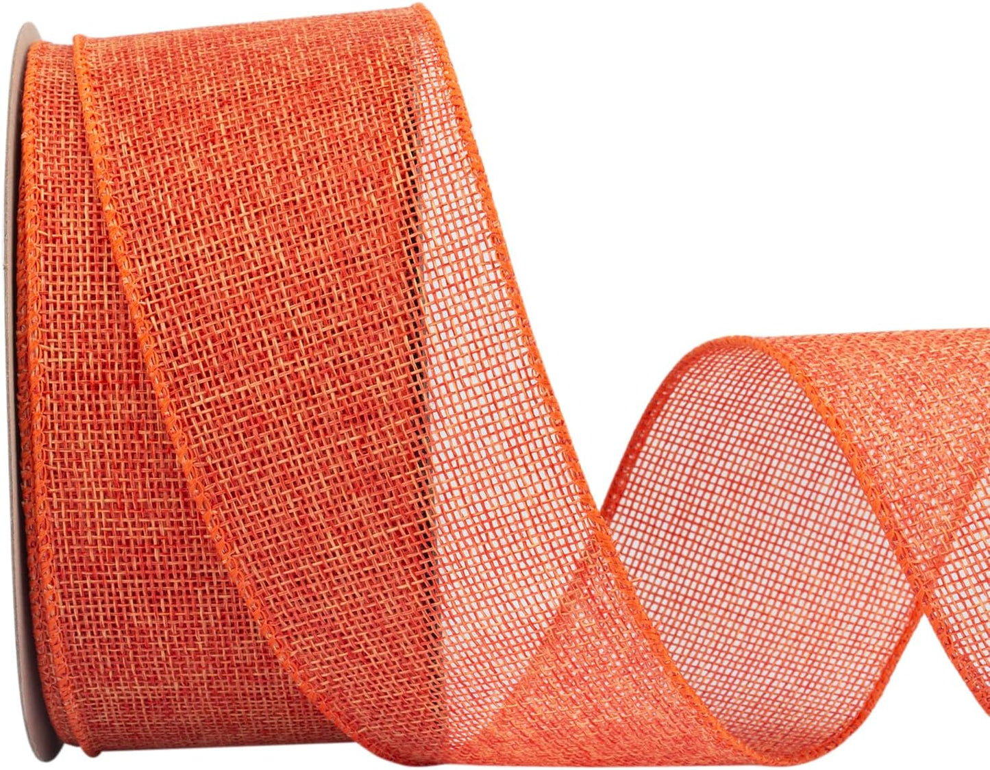 Honey Peach Burlap Ribbon, 2-1/2 Inch x 20 Yard, Wired Edge Ribbon for Crafts, Wreath, Bow Making, Gift Wrapping, Christmas Tree Decoration and Home Decoration