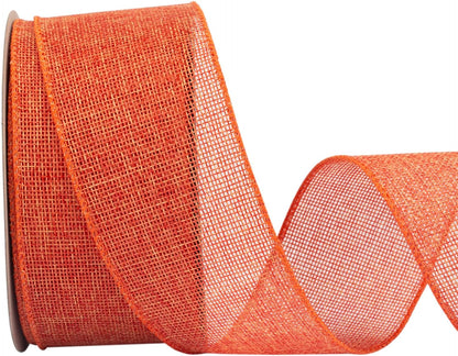 Honey Peach Burlap Ribbon, 2-1/2 Inch x 20 Yard, Wired Edge Ribbon for Crafts, Wreath, Bow Making, Gift Wrapping, Christmas Tree Decoration and Home Decoration