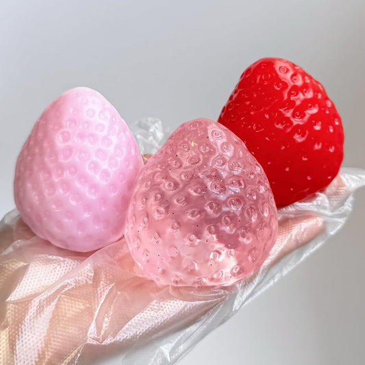 2PCS Big Strawberry Squishies for Adults Relaxation, Handmade Sticky Squishies Strawberry