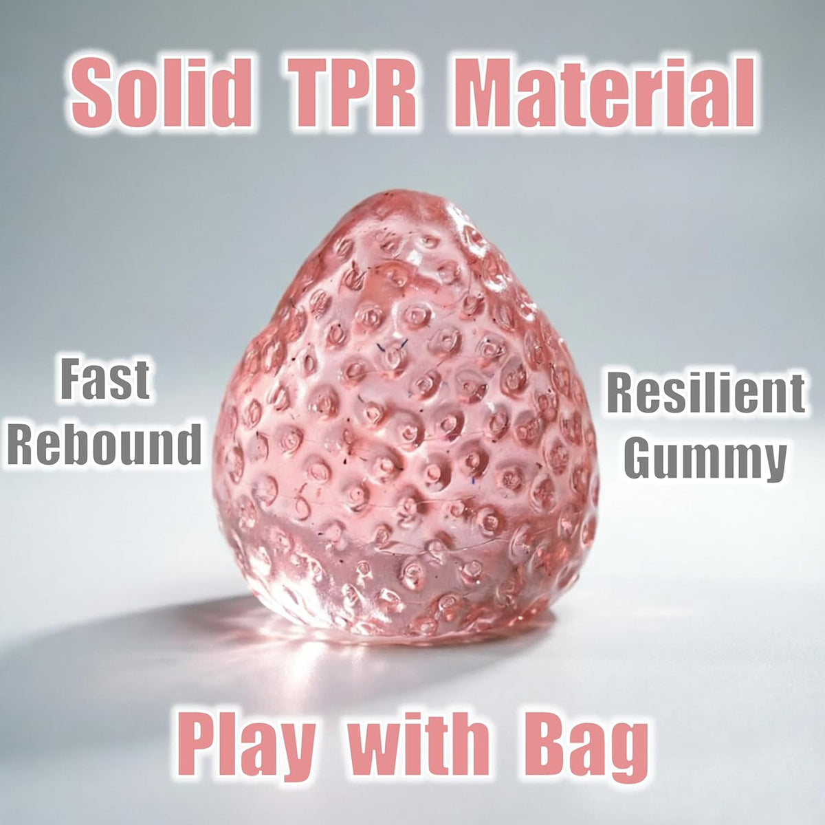 2PCS Big Strawberry Squishies for Adults Relaxation, Handmade Sticky Squishies Strawberry