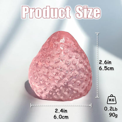 2PCS Big Strawberry Squishies for Adults Relaxation, Handmade Sticky Squishies Strawberry