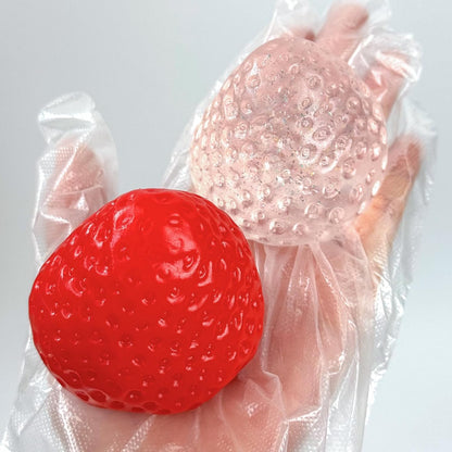 2PCS Big Strawberry Squishies for Adults Relaxation, Handmade Sticky Squishies Strawberry