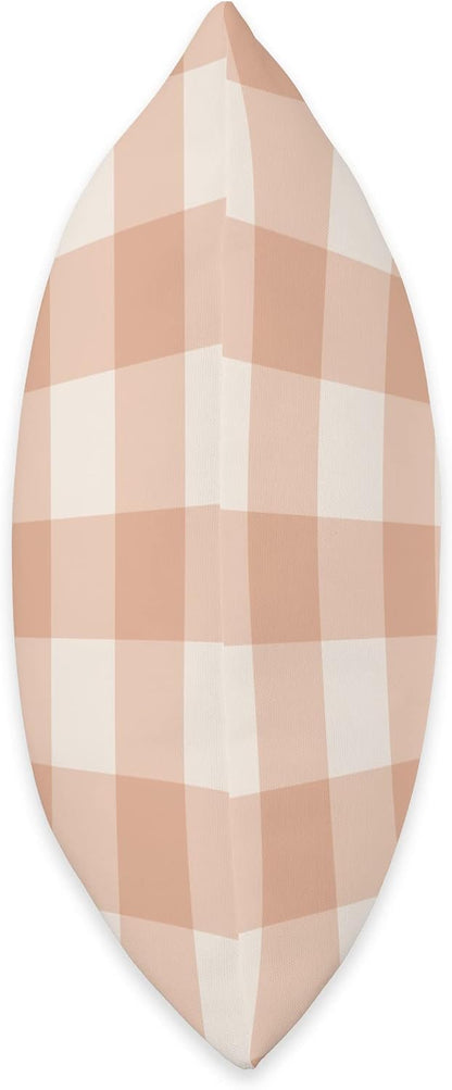 Peach Gingham Peach Checks On White Background Throw Pillow