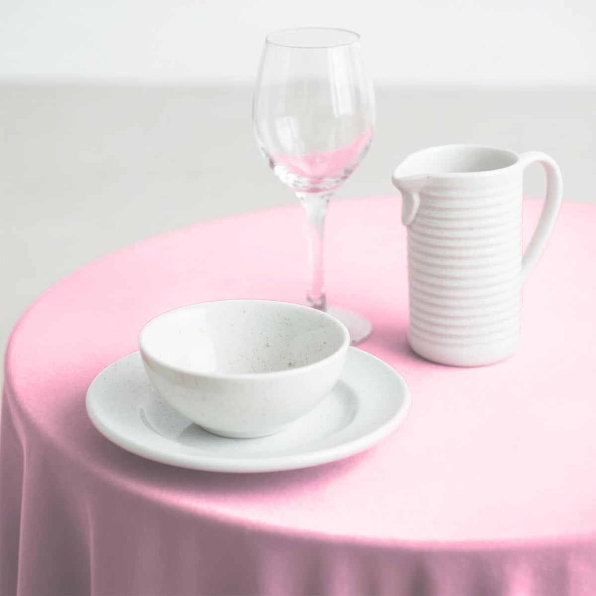 10 Pack Premium Disposable Plastic Tablecloth 84" Round Table Cover for Birthdays Weddings Christmas Anniversary Buffet Table (Pink)