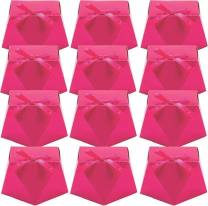 Fun Express - Pink Geometric Favor Box W/bow for Wedding - Party Supplies - Containers & Boxes - Paper Boxes - Wedding - 12 Pieces
