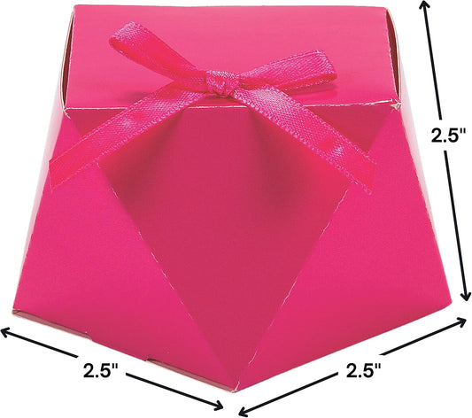 Fun Express - Pink Geometric Favor Box W/bow for Wedding - Party Supplies - Containers & Boxes - Paper Boxes - Wedding - 12 Pieces